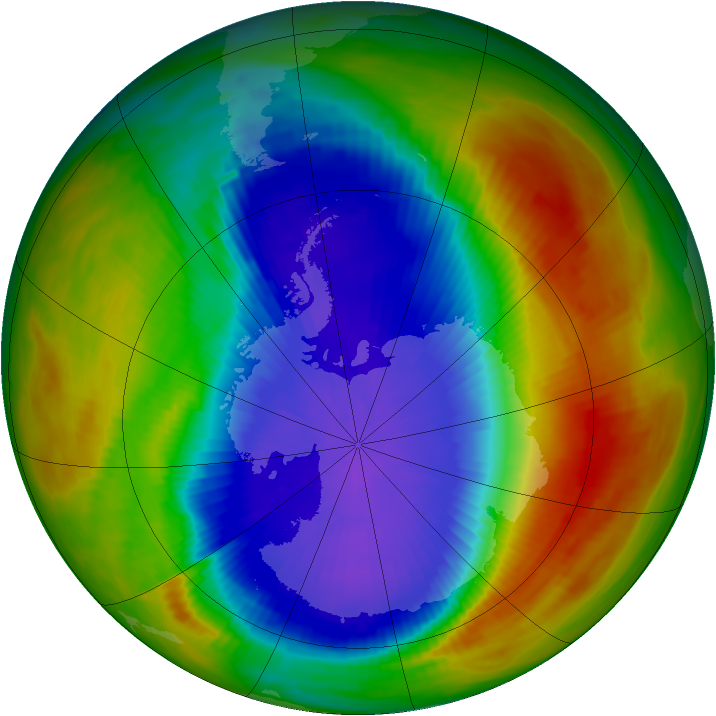 Antarctic ozone map for 09 October 1991